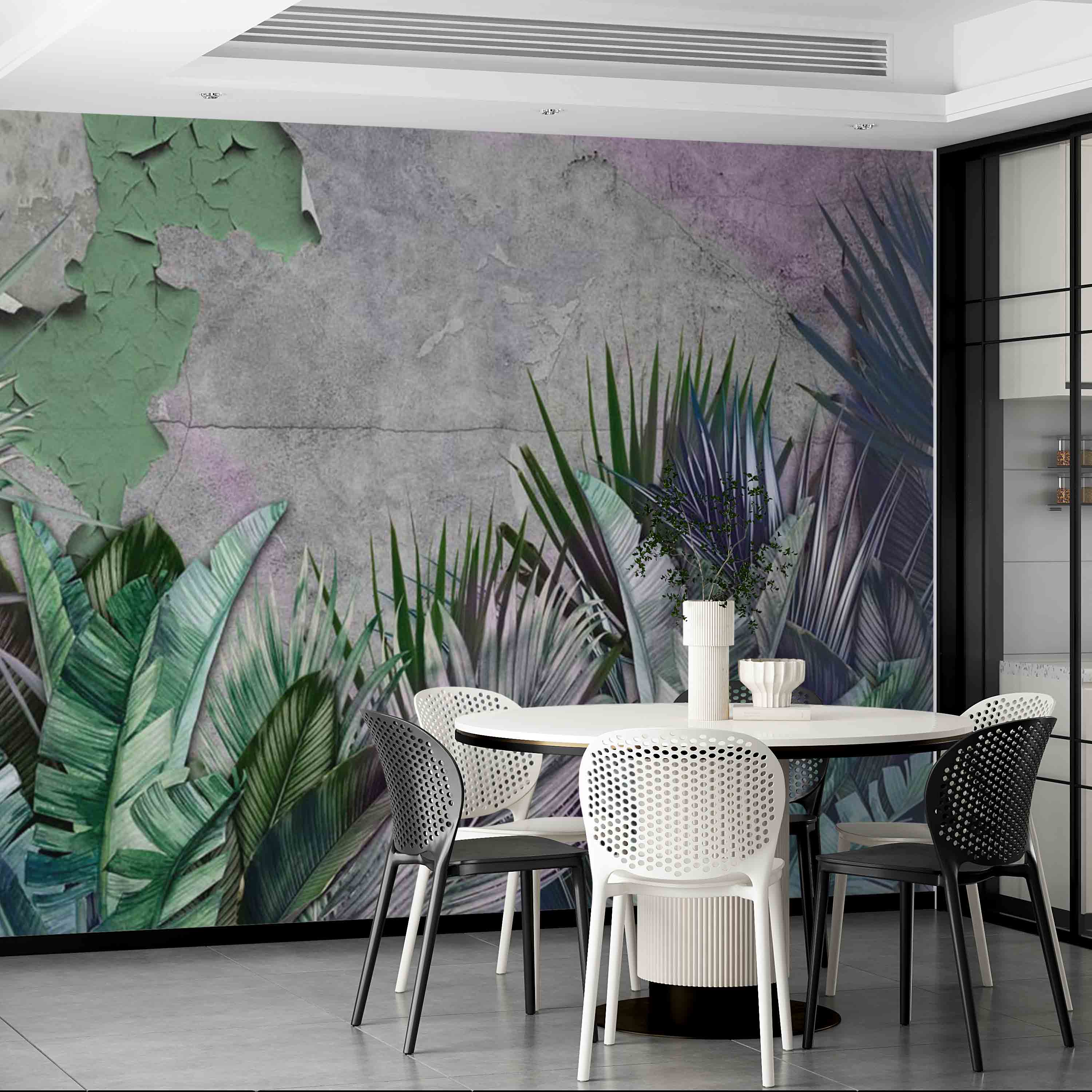 Tropical Wall Mural Jungle Wallpaper Palm and Banana Leaf