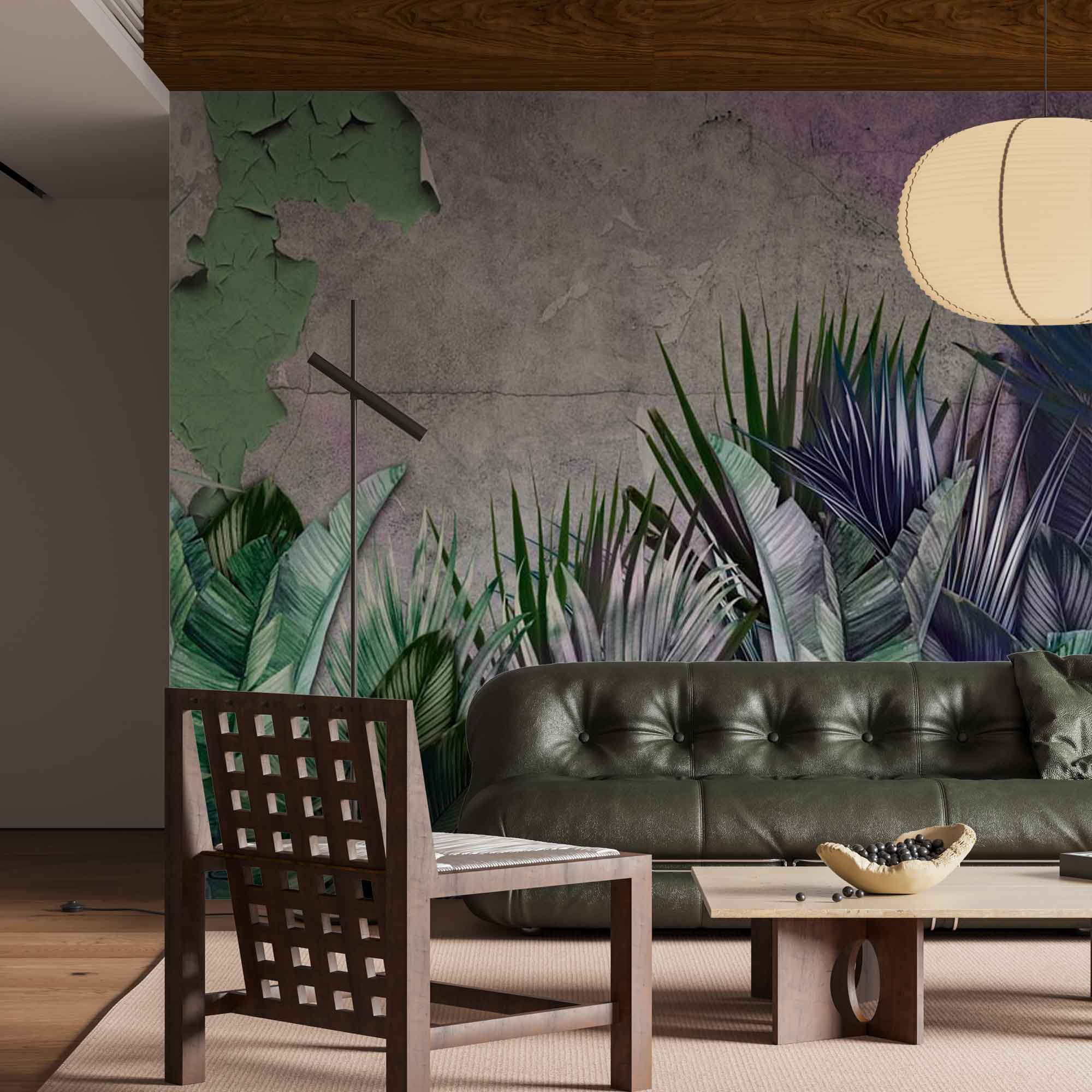 Tropical Wall Mural Jungle Wallpaper Palm and Banana Leaf