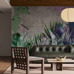 Custom Tropical Wall Mural Jungle Wallpaper Palm and Banana Leaf