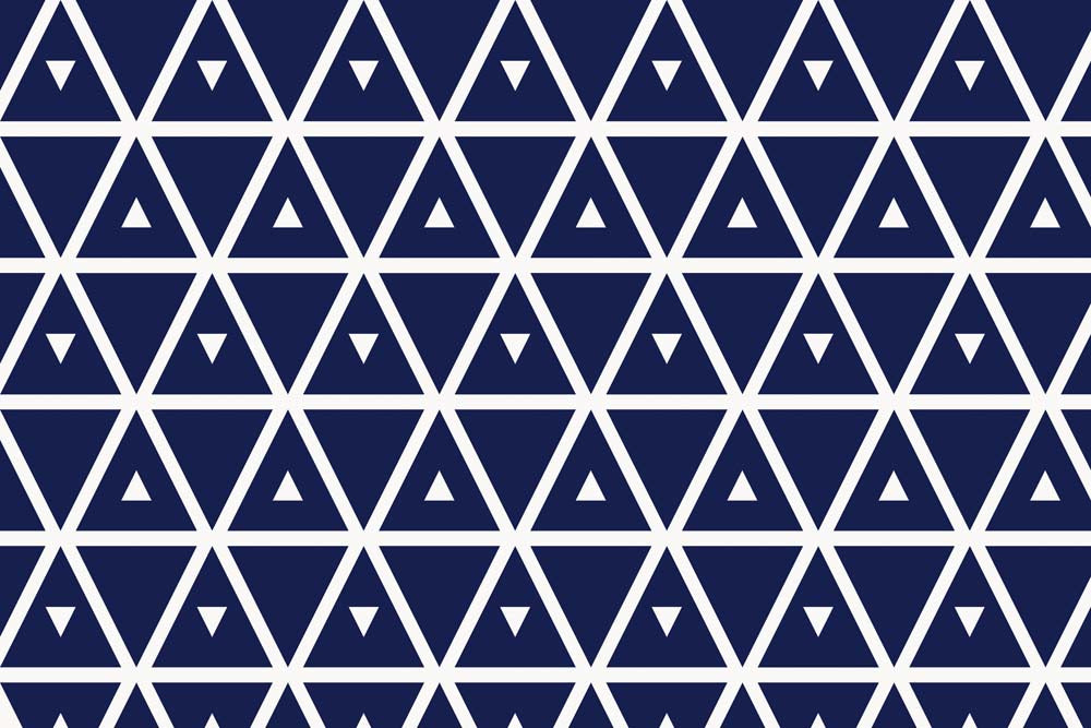 Navy Blue and White Geometric Triangle Pattern Wallpaper