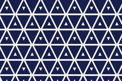 Custom Navy Blue and White Geometric Triangle Pattern Wallpaper