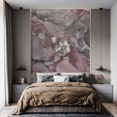 Custom Violet Silver Gray Marble Wallpaper Abstract Texture Wall Mural Modern Decor
