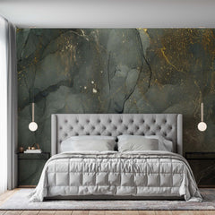 Custom Green Gold Marble Wallpaper Luxury Wall Mural Fluid Decor
