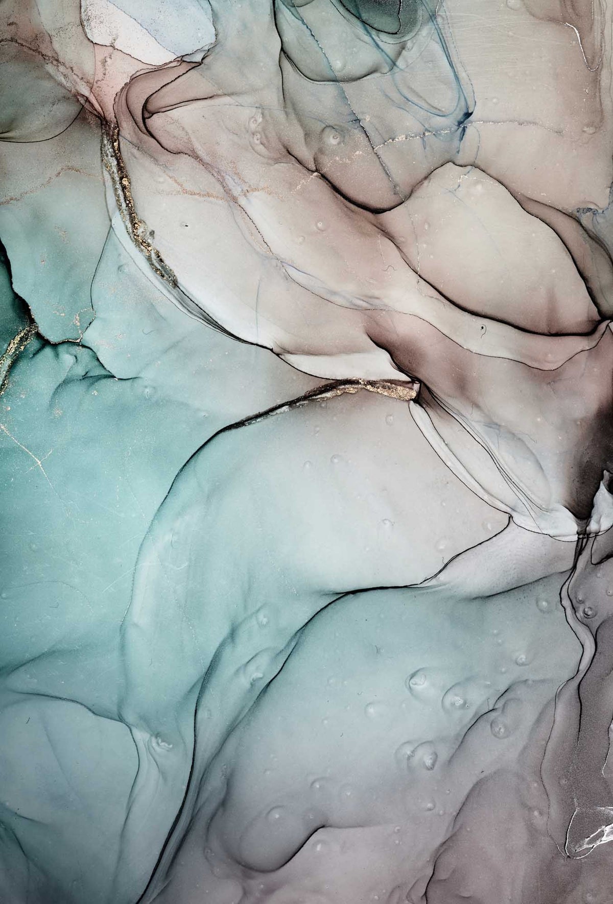 Petrol inktwassing behang – abstract neutraal fotobehang