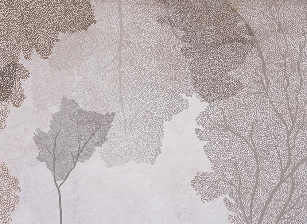 Neutral Tone Wall Mural with Tree Branch Detail Wallpaper