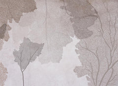 Custom Neutral Tone Wall Mural with Tree Branch Detail Wallpaper