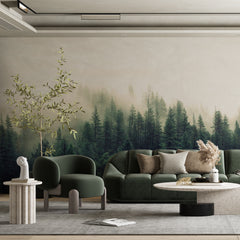 Custom Foggy Forest Wallpaper Nature Wall Mural Decor Tranquil Scene