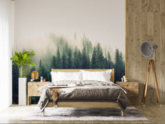 Custom Foggy Forest Wallpaper Nature Wall Mural Decor Tranquil Scene
