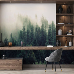 Custom Foggy Forest Wallpaper Nature Wall Mural Decor Tranquil Scene