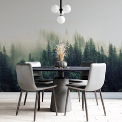 Custom Foggy Forest Wallpaper Nature Wall Mural Decor Tranquil Scene