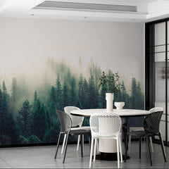 Custom Foggy Forest Wallpaper Nature Wall Mural Decor Tranquil Scene