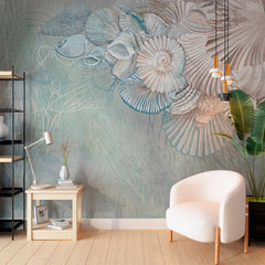 Custom Oceanic Seashell Art Wallpaper Mural