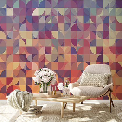 Warm Toned Abstract Overlapping Circles Pattern Wallpaper