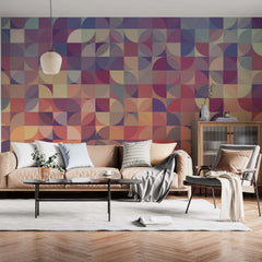 Custom Warm Toned Abstract Overlapping Circles Pattern Wallpaper