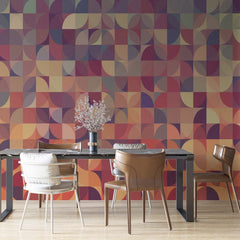 Custom Warm Toned Abstract Overlapping Circles Pattern Wallpaper