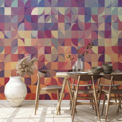 Custom Warm Toned Abstract Overlapping Circles Pattern Wallpaper