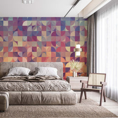 Custom Warm Toned Abstract Overlapping Circles Pattern Wallpaper