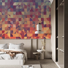 Custom Warm Toned Abstract Overlapping Circles Pattern Wallpaper