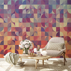 Custom Warm Toned Abstract Overlapping Circles Pattern Wallpaper