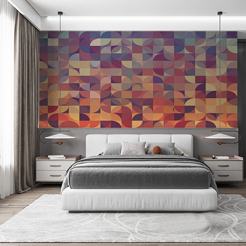 Warm Toned Abstract Overlapping Circles Pattern Wallpaper