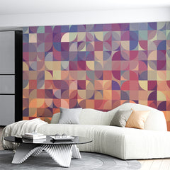 Custom Warm Toned Abstract Overlapping Circles Pattern Wallpaper