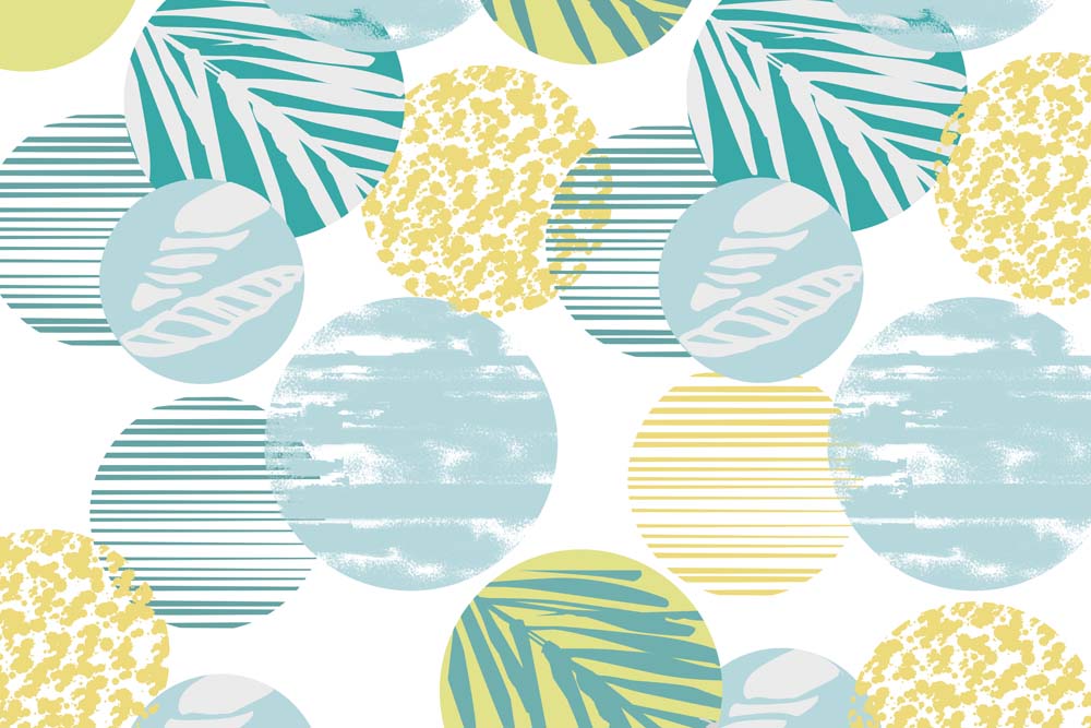 Tropical and Striped Patterns with Pastel Circles Wallpaper