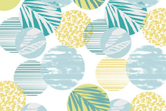 Custom Tropical and Striped Patterns with Pastel Circles Wallpaper