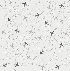 Custom Kids Wall Mural Airplane Silhouette Sky Pattern Wallpaper for Kids