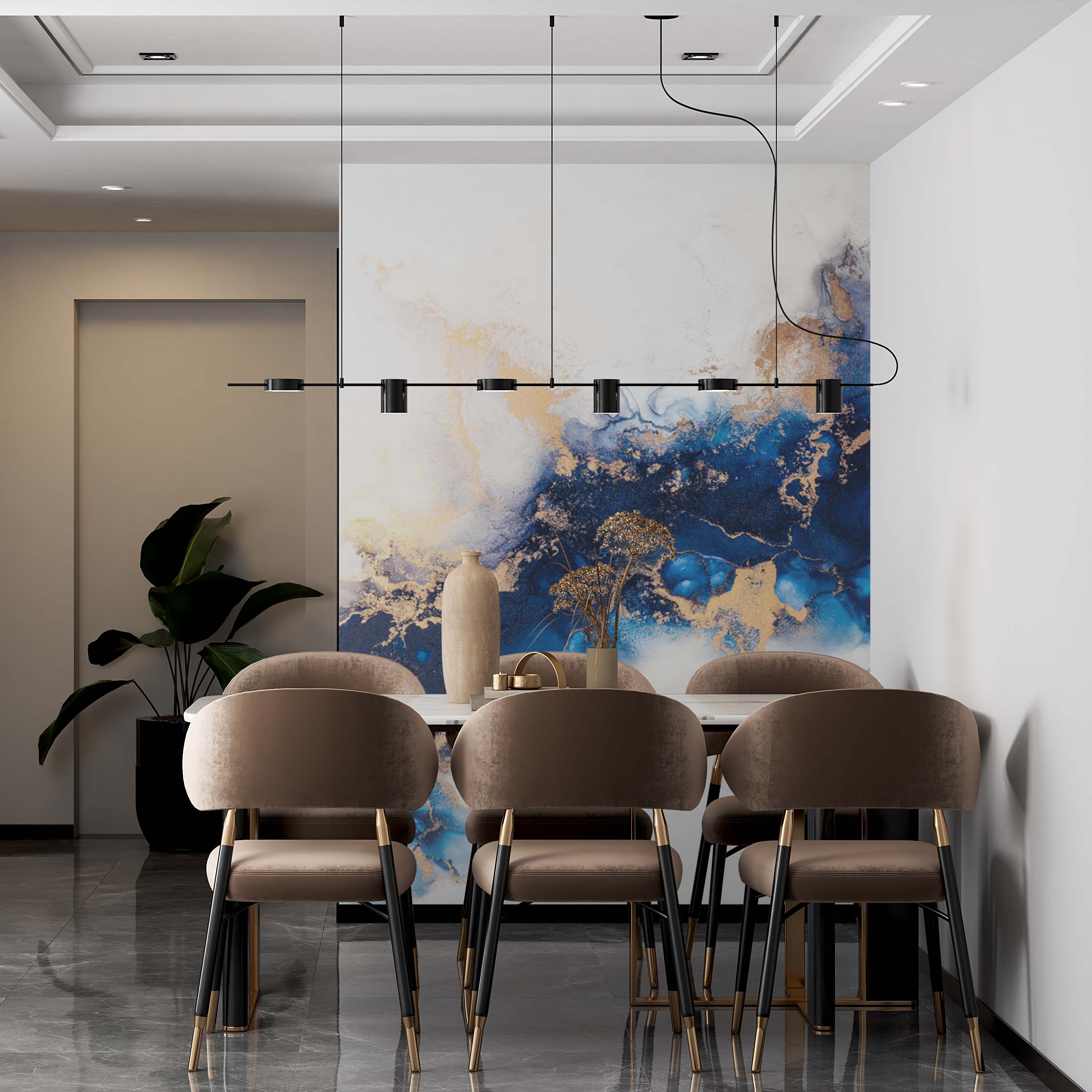 White with Blue Marble Wall Mural Art Gold Splashes Fluid Alcohol Ink Wallpaper