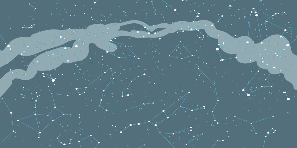 Papier peint de chambre de bébé – Constellations dans le ciel nocturne