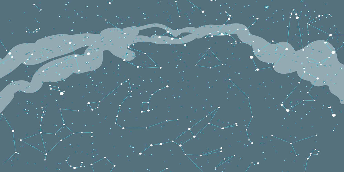 Papier peint Voie lactée – Papier peint panoramique ciel étoilé de nuit bleu canard