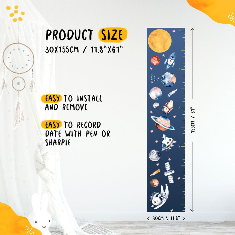 Kids' Growth Chart Peel and Stick Solar System Wall Decals