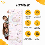 Kids' Growth Chart Peel and Stick Unicorns Rainbows Glittered Stars