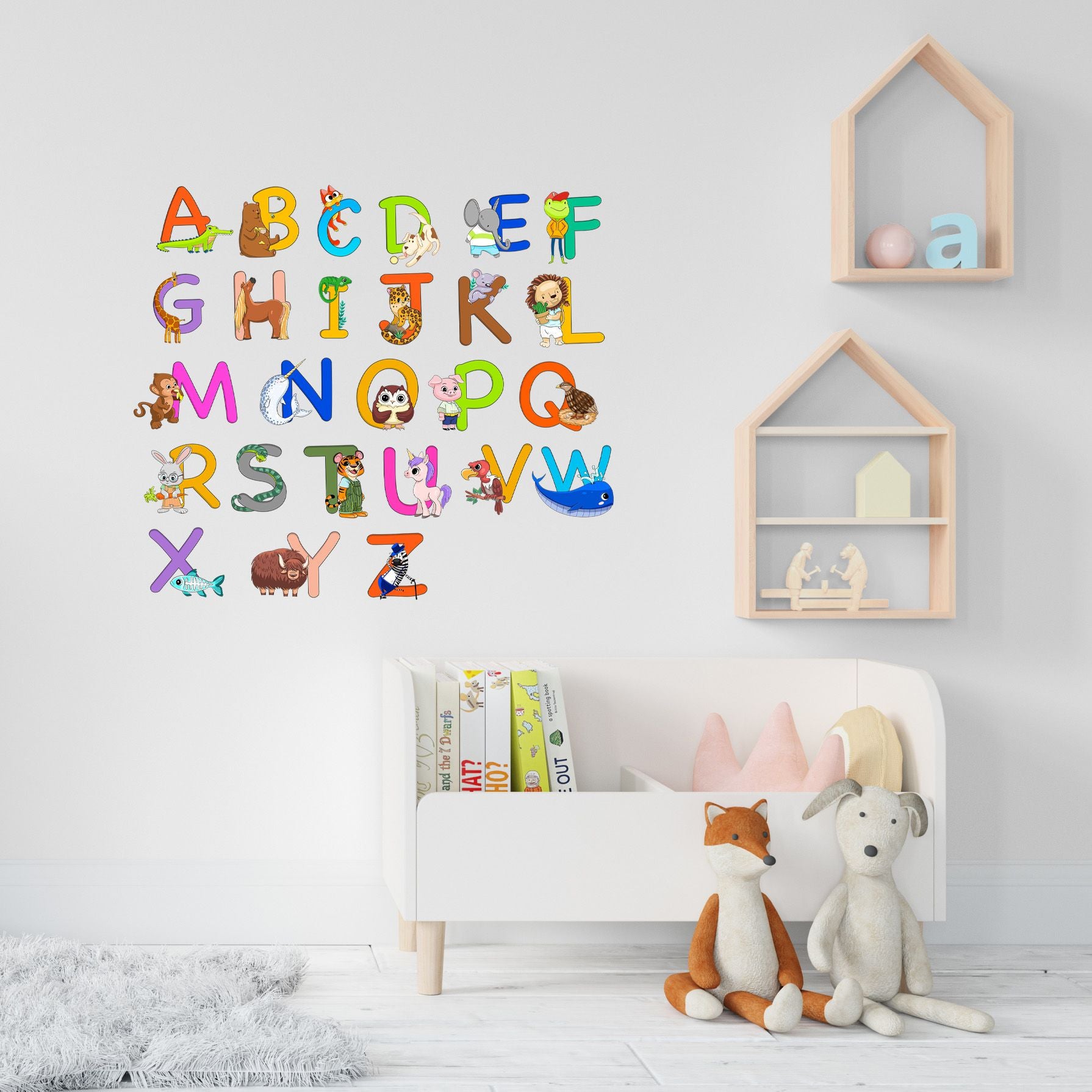 Animal Alphabet Wall Decals Educational ABC Stickers for Kids