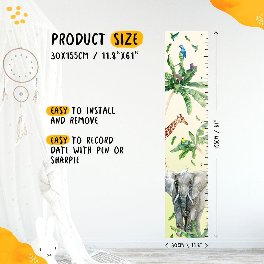 Kids' Growth Chart Peel and Stick Safari Animal