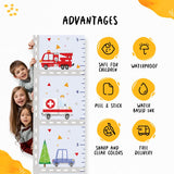 Kids' Growth Chart Peel and Stick Car Transports Wall Decals for Boys Kids Baby Room