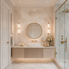 Soft beige watercolor wallpaper with abstract cloud texture in warm cream and neutral taupe tones.