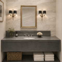 Neutral marble wallpaper displayed in a modern living room with curved sofa, marble coffee table and minimalist decor.