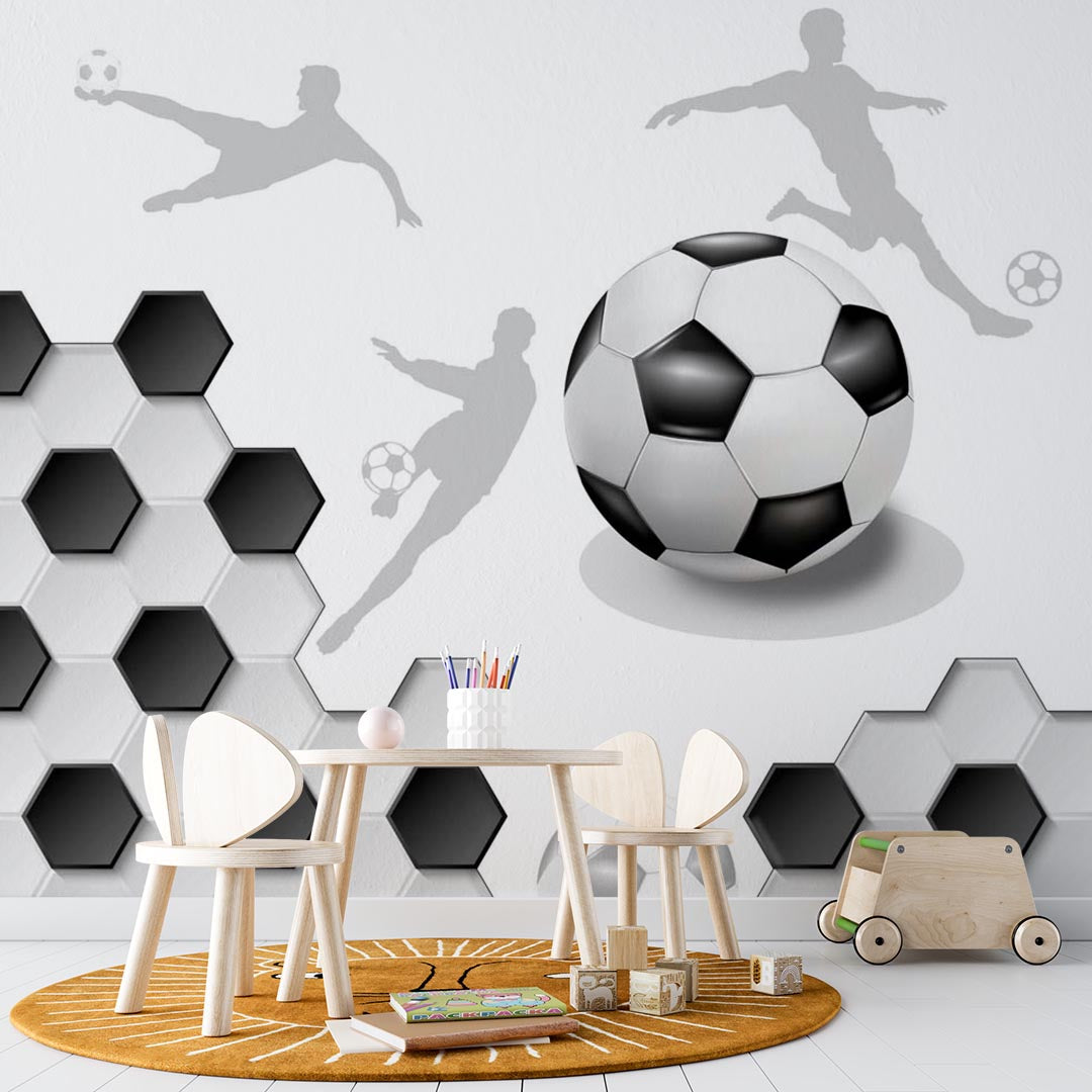 Custom Kids Wall Mural Football Game Soccer Player Wallpaper for Kids