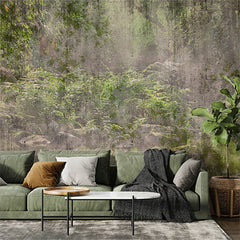 Custom Rustic Vintage Forest Scene Wall Mural Wallpaper