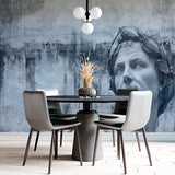 Classical Roman Statue with Abstract Blue Background Wall Murals