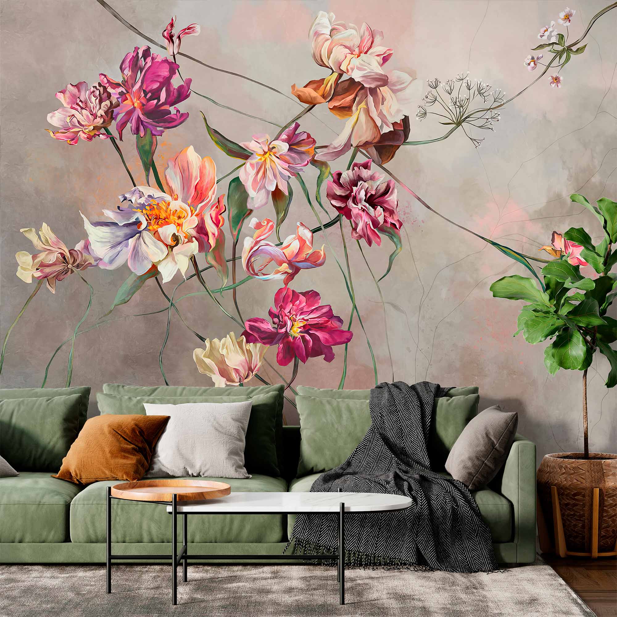 Elegant Floral Garden Wallpaper Mural