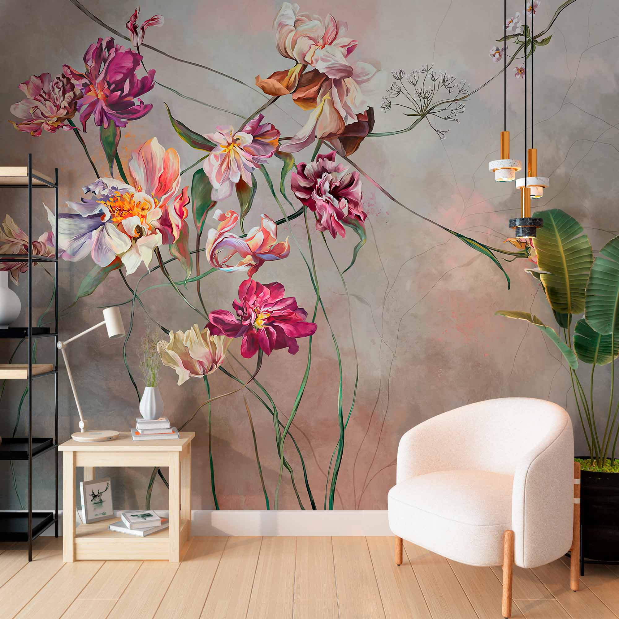 Elegant Floral Garden Wallpaper Mural