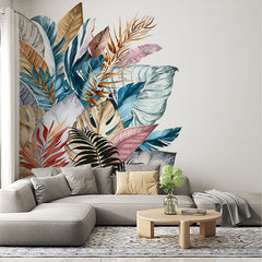 Custom Colorful Exotic Leaves Botanical Wallpaper Tropical Wall Mural