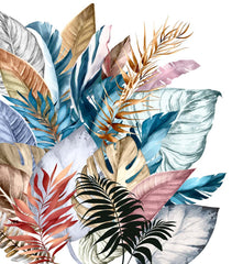 Custom Colorful Exotic Leaves Botanical Wallpaper Tropical Wall Mural