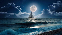 Custom Sailing Under the Full Moon Wallpaper