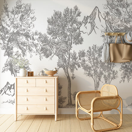 Custom Vintage Botanical Sketches Wall Mural Wallpaper