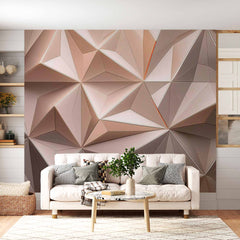 Custom Soft Beige Polygonal Art Wallpaper