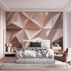 Custom Soft Beige Polygonal Art Wallpaper