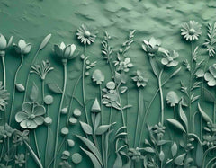 Custom Emerald Garden Relief Wallpaper